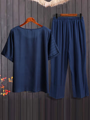 Casual Outfits Women's Floral & Stripe Print Tee & Harem Pants Set