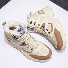Men's Warm Fleece Lace-up Soft Sole Sneakers