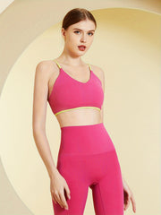 Contrast Strap Beauty Back Sports Bra & High Waist Leggings Set
