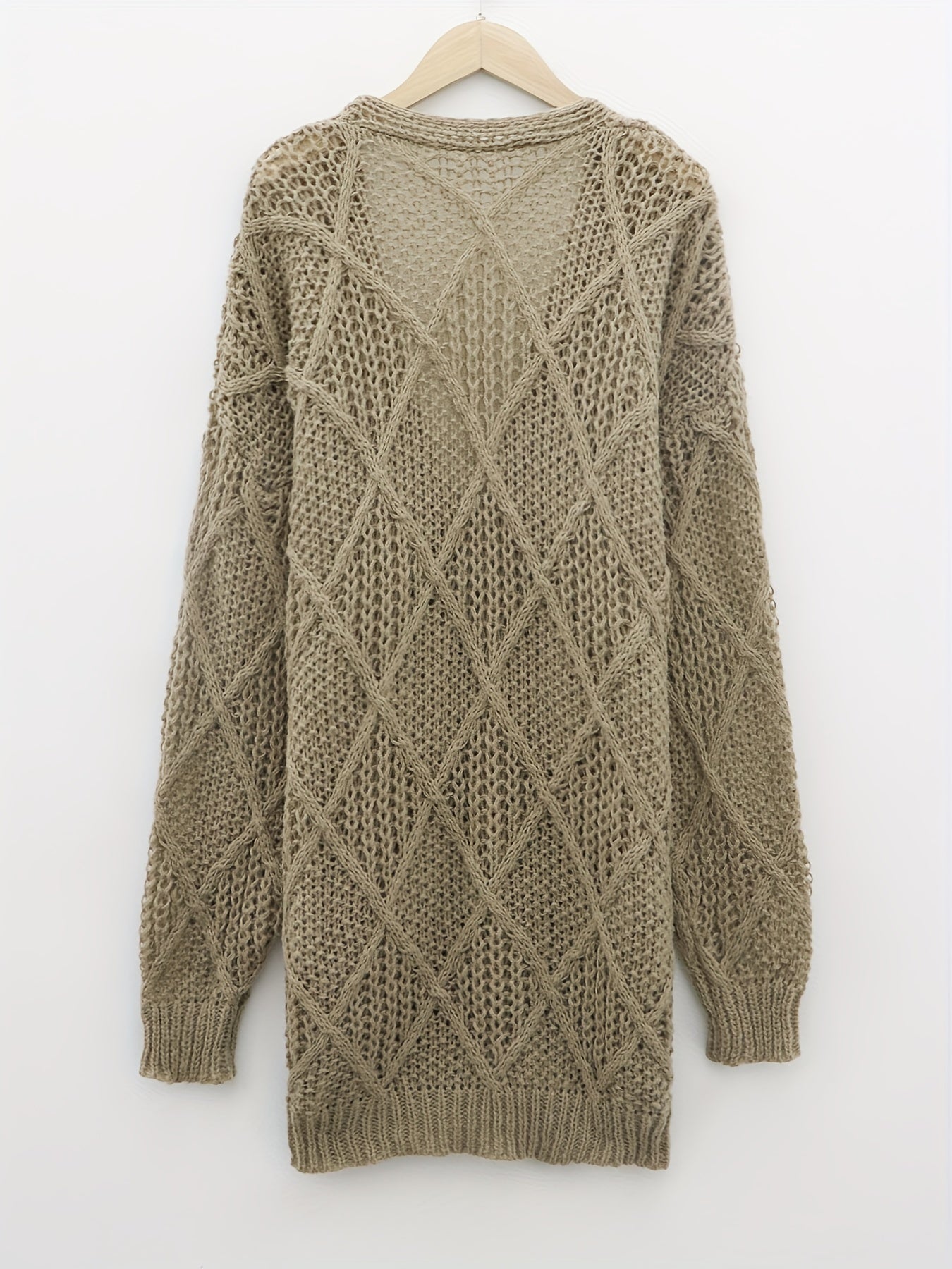 Solid Long Sleeve Stretch Cardigan with Pockets
