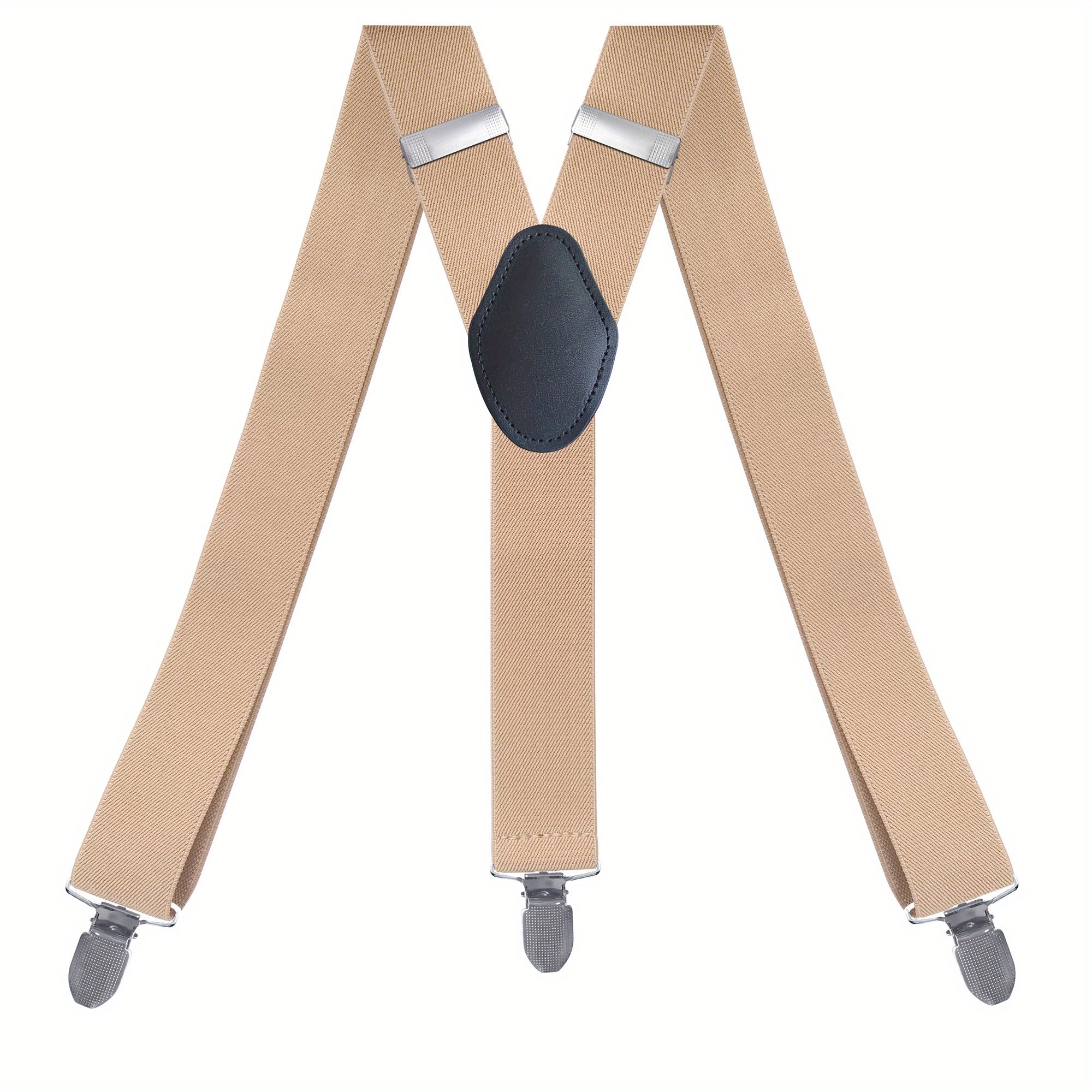Men's Y Back Suspenders 3-Wide Adjustable Solid Straight Heavy Duty Clip