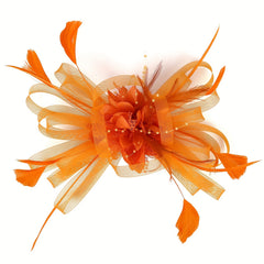 Orange Mesh Flower Fascinator Hat Headwear 20s Hat