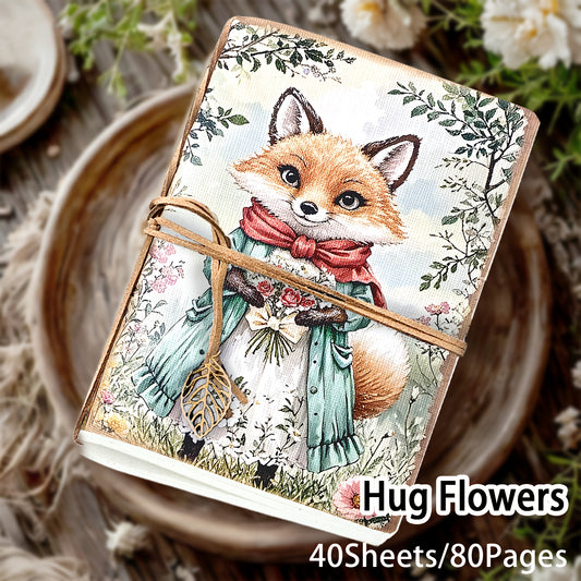 Vintage Fox & Floral Sketchbook Journal A5 Size 80 Blank Pages