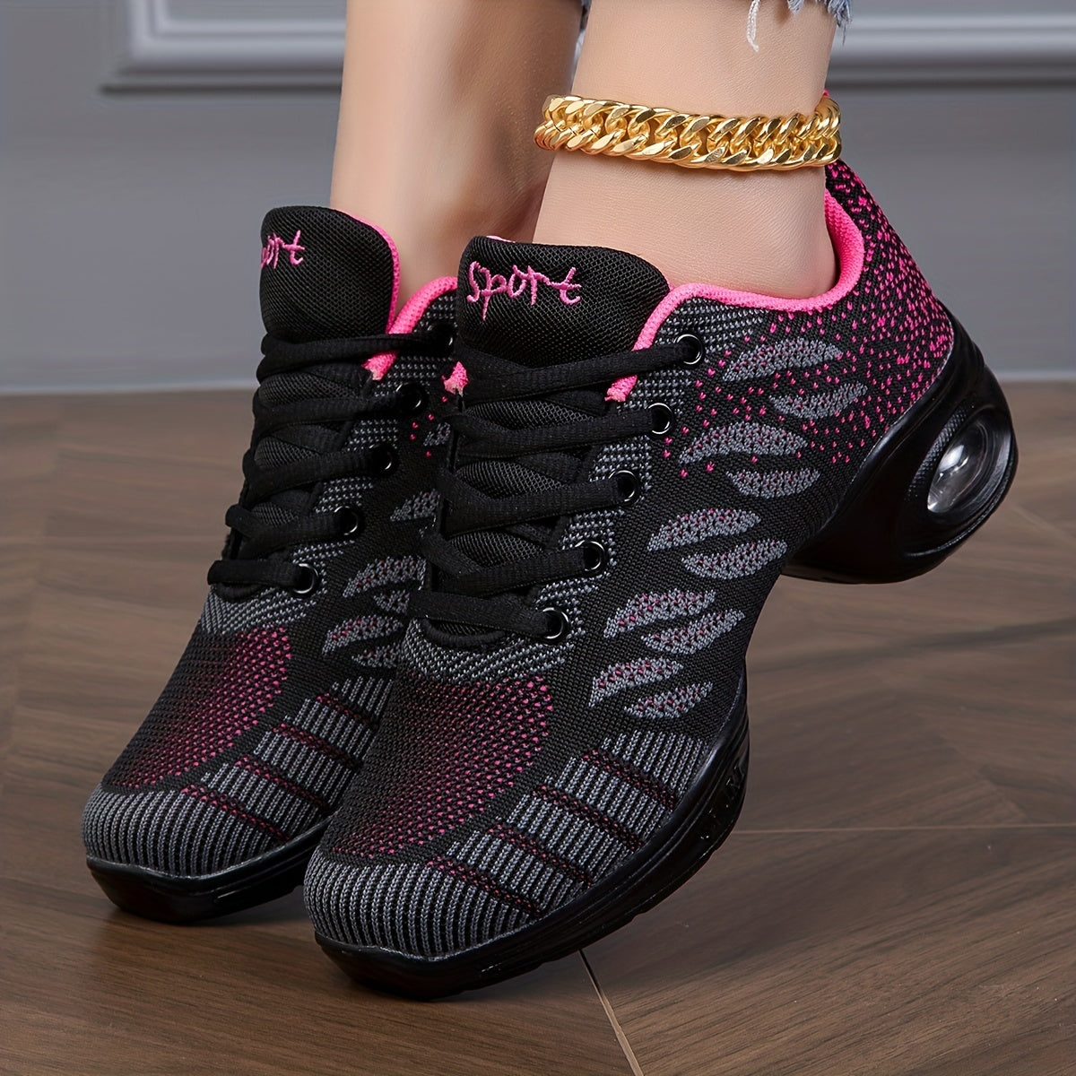 Women's Arch Support Dance Shoes with Letter Embroidery