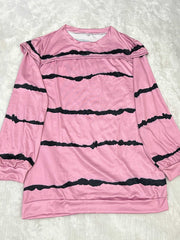 Striped Print Crew Neck Sweatshirt for Women