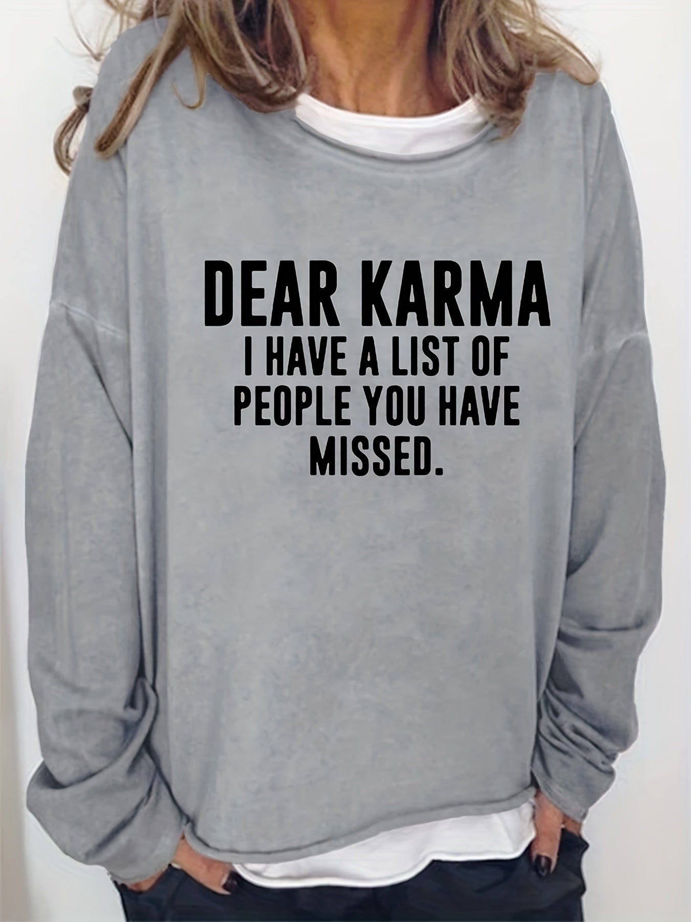 Letter Print Crew Neck Sweatshirt for Women