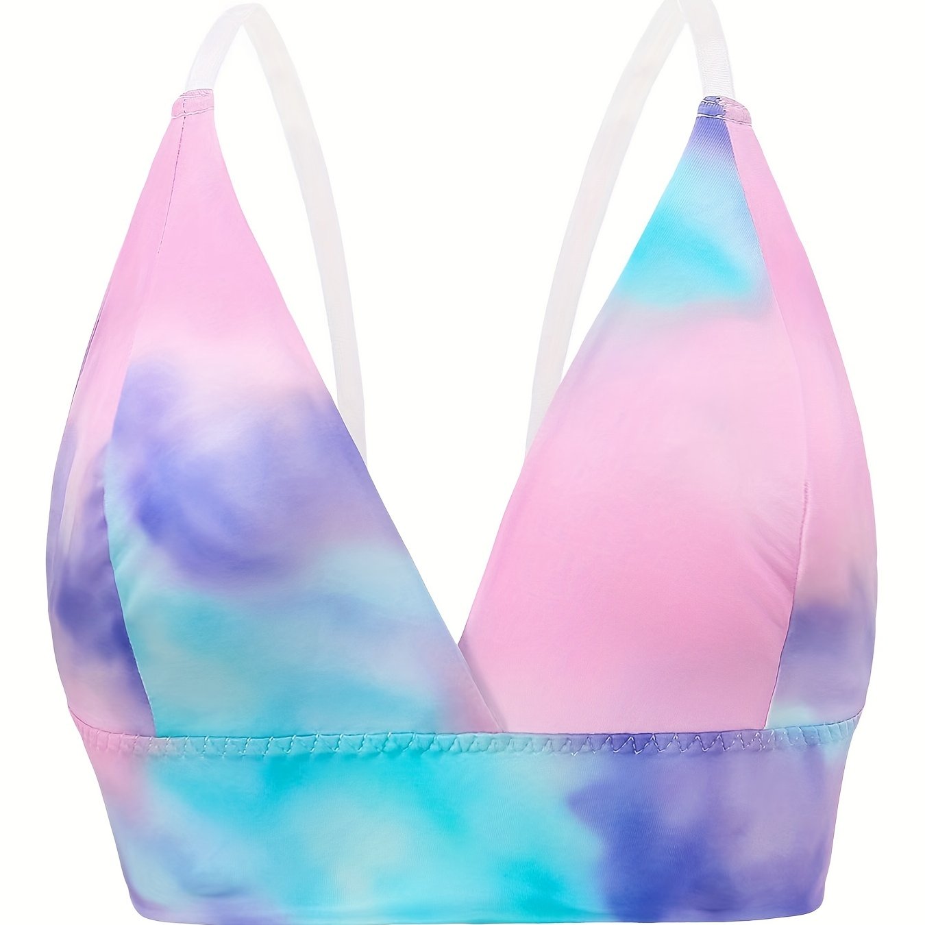 Ombre Tie Dye Print V Neck Bralette