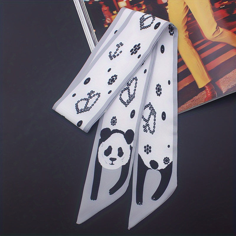 Animal Print Ribbon Skinny Scarf Cartoon Neck Tie Scarf Women Casual Neckerchief