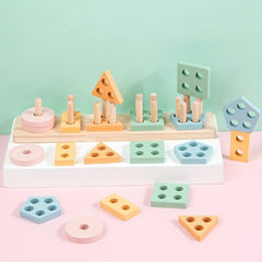 Montessori Geometric Shape Stacking Blocks Educational Toy