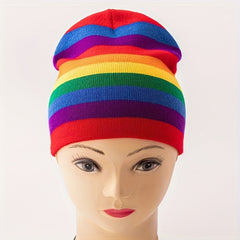 Rainbow Striped Knitted Hat and Beanie for Autumn/Winter