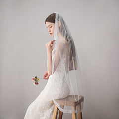 Lace Bridal Veil Long Mesh Head Piece Wedding Photography