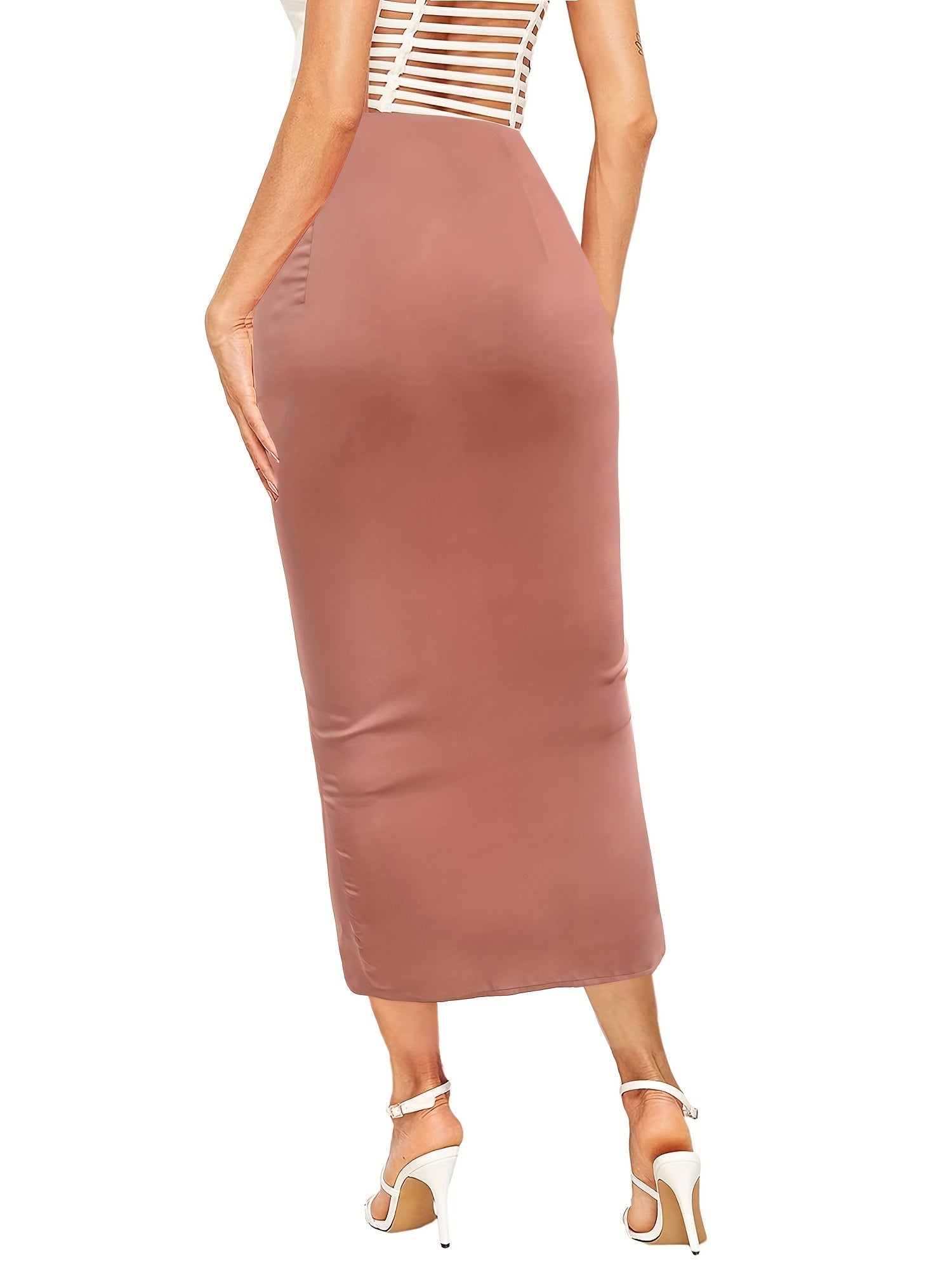 Ruffle Trim Split Bodycon Skirt for Women