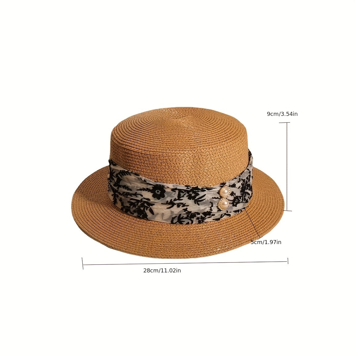 Straw Hat Summer British Retro Flat Top Hat Beach Seaside Vacation Sun Hat