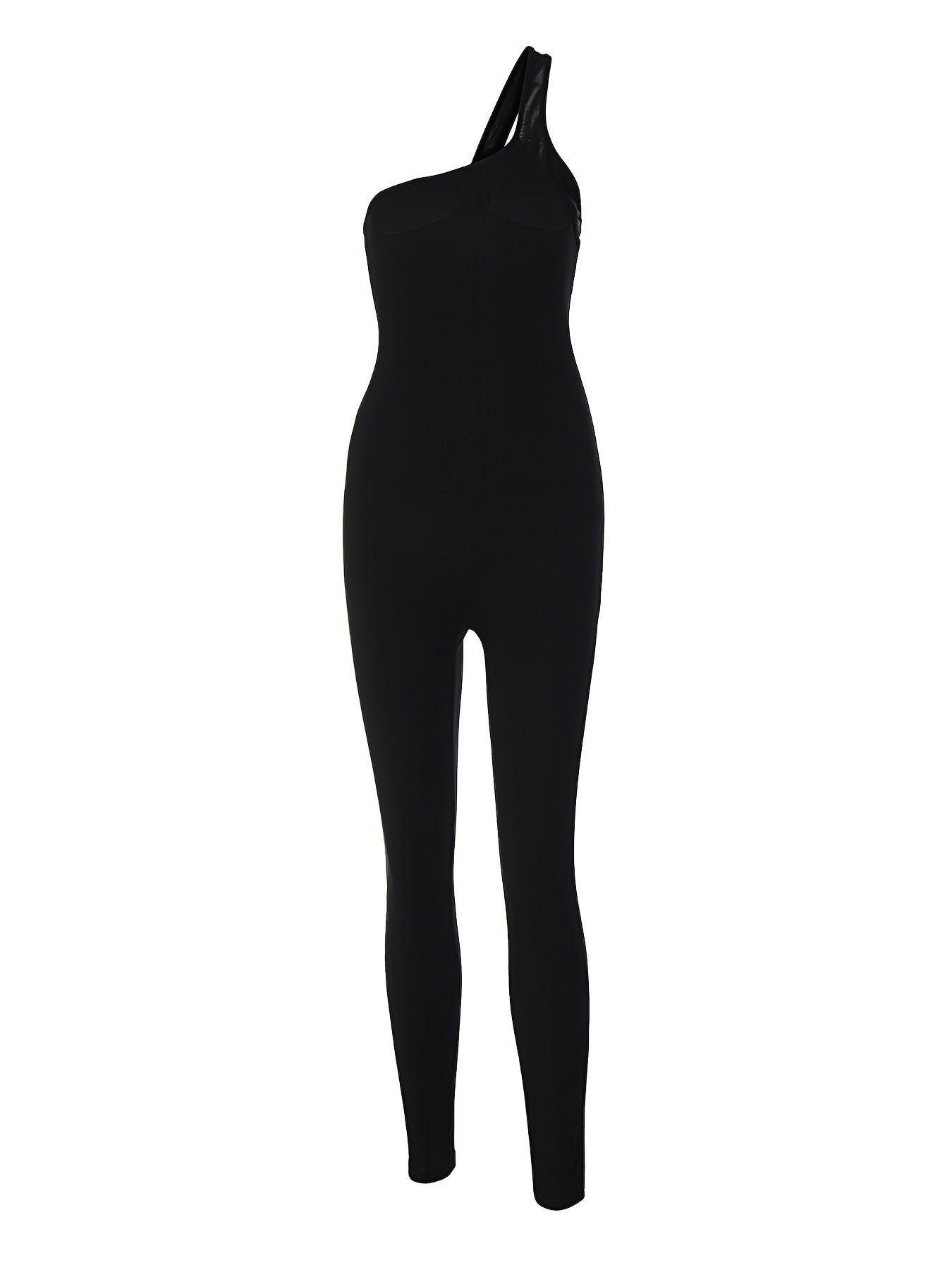 One Shoulder Ribbed Knitting Catsuit for Women