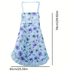 Polyester Flower Apron, Adjustable Halter, Pockets for Various Uses