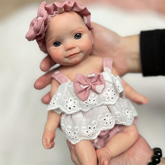 27" Silicone Reborn Girl Doll with Pink Lace Dress & Headband