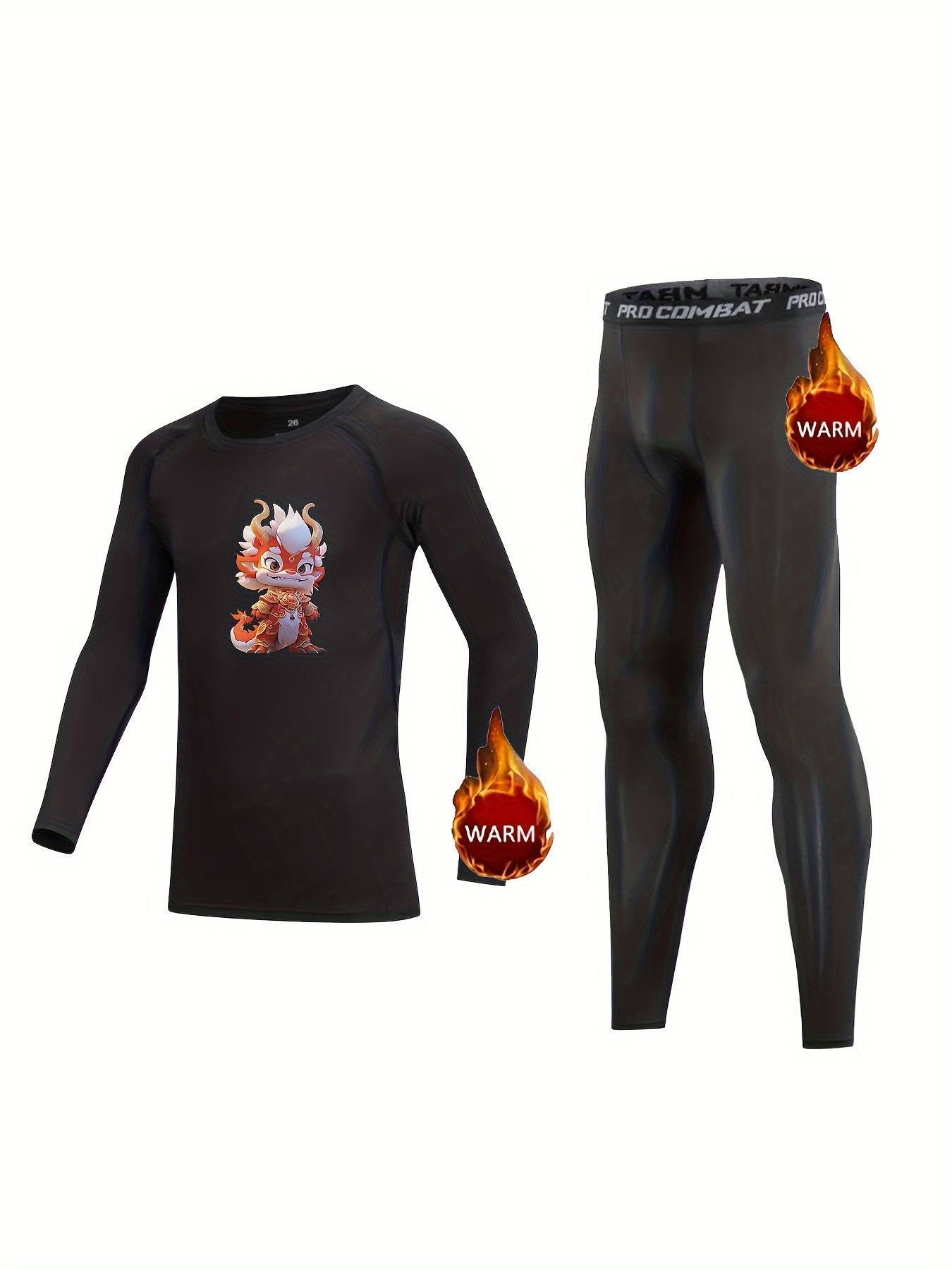 Kids Compression Fleece Set, Crew Neck Pullover & Elastic Waist Pant
