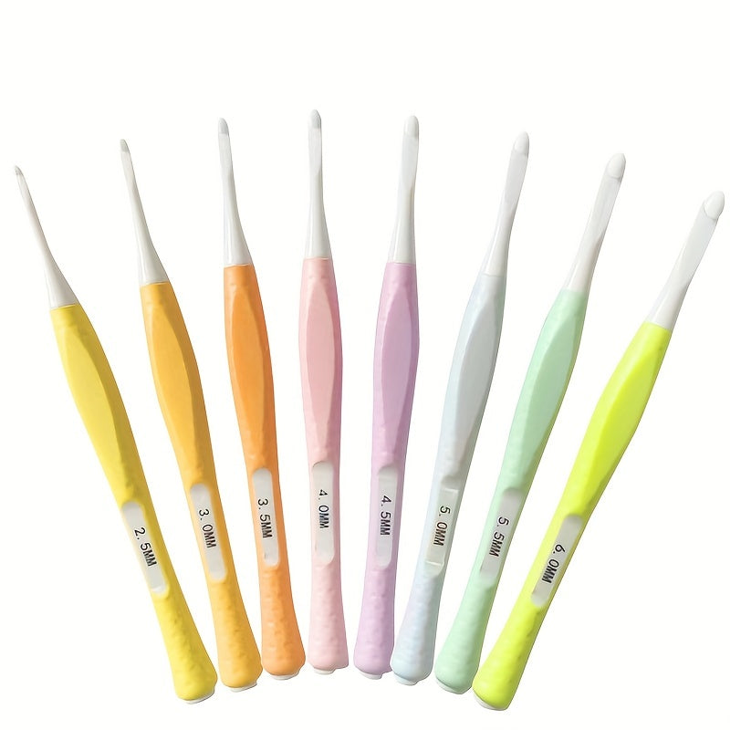8pcs Crochet Silicone Handle Knitting Tools for Beginners Supplies