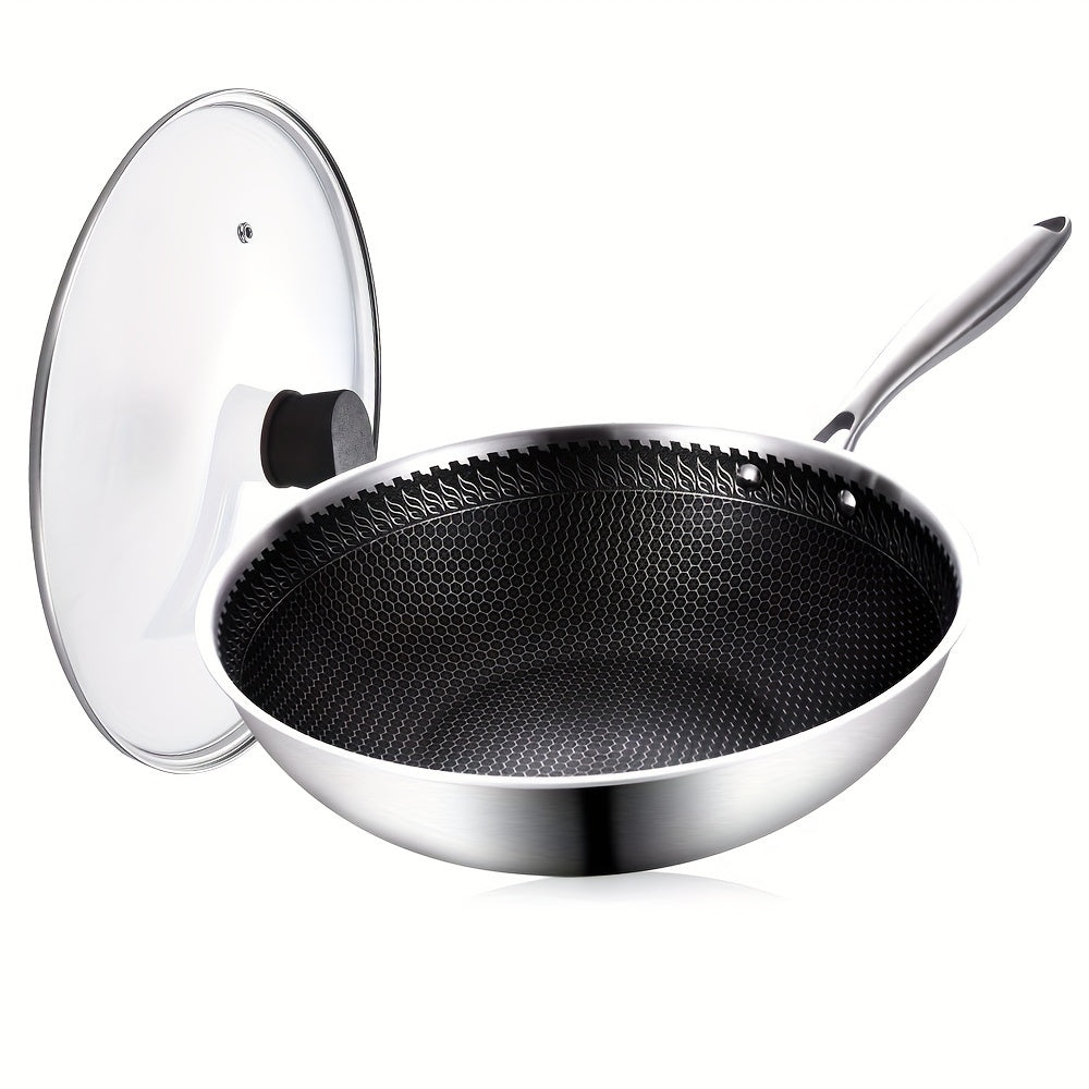 32cm Stainless Steel Wok with Honeycomb Coating