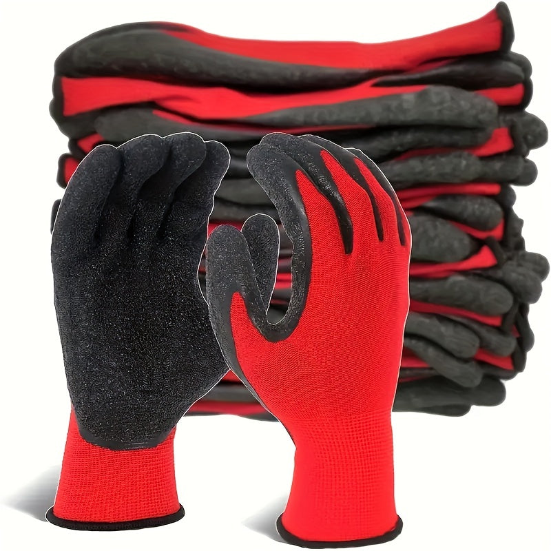 4 Pairs Latex Rubber Hand Coated Safety Work Gloves for Men Women General Use