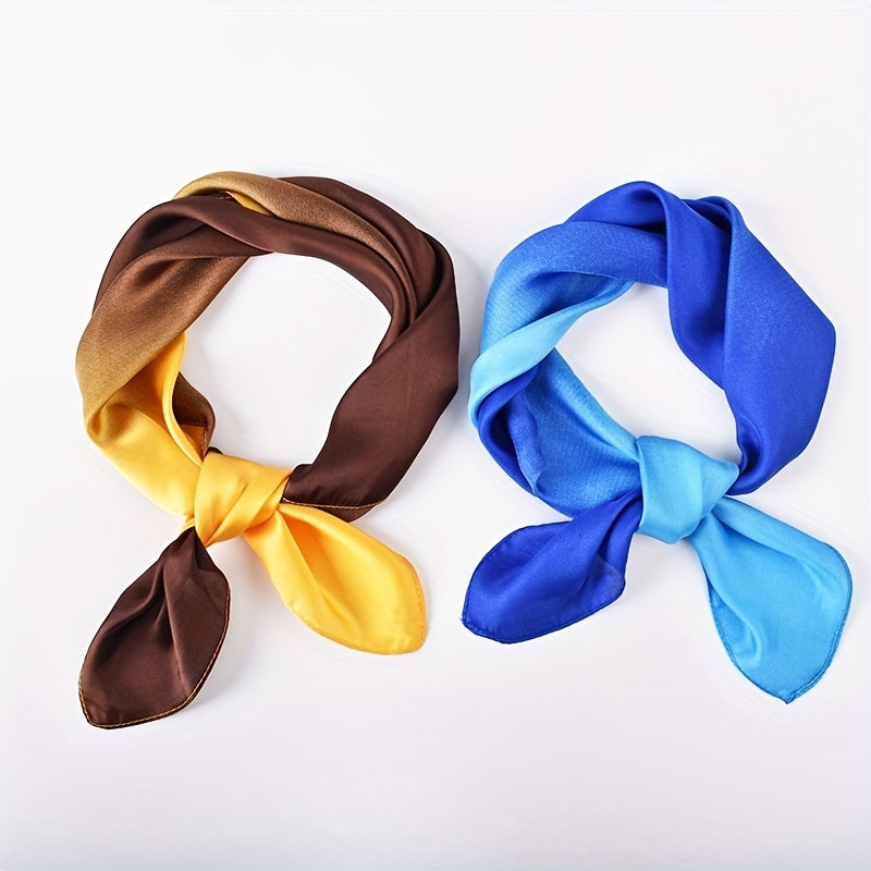 Gradient Square Scarf Bandana Silk Hair Ribbon Head Band