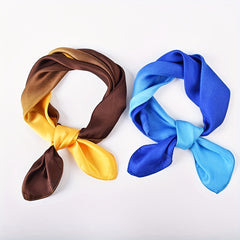 Gradient Square Scarf Bandana Silk Hair Ribbon Head Band