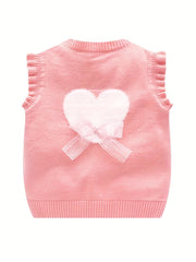 Baby Vest Knitted Sweater Top Spring Autumn V Neck Button Sleeveless Blouse