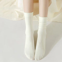 2 Pairs Solid Crew Socks Comfy & Breathable Women's Stockings