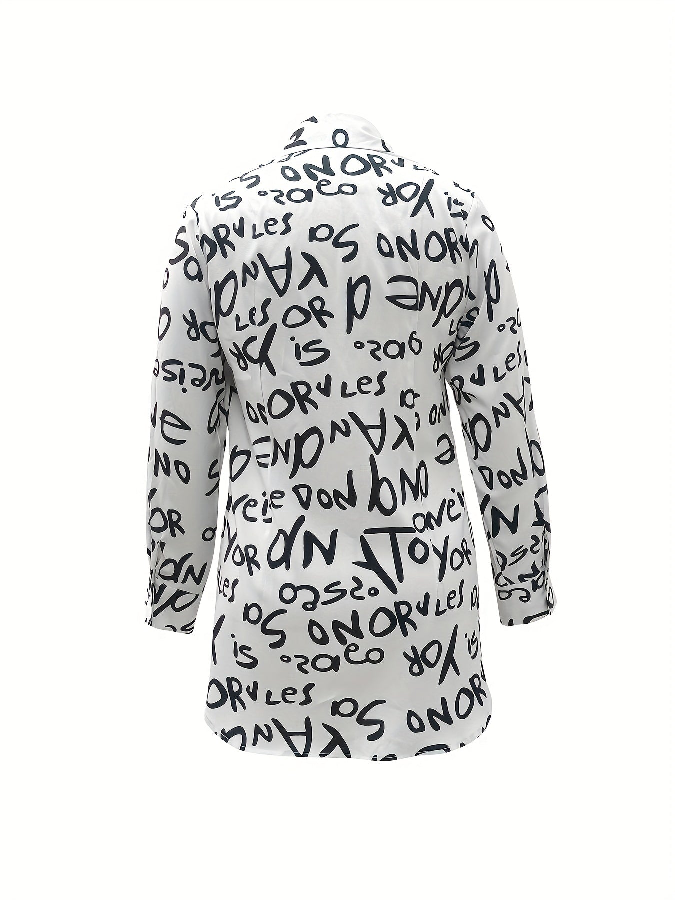 Chain Print Button Up Long Sleeve Blouse
