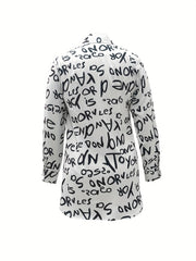 Chain Print Button Up Long Sleeve Blouse