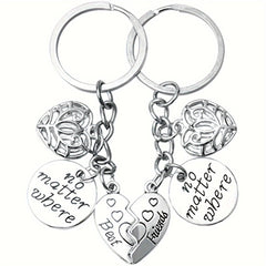 2pcs Heart Keychain Stainless Steel Bag Backpack Pendant Gift