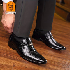 Crocodile Embossed Leather Dress Shoes for Men Lightweight Formal