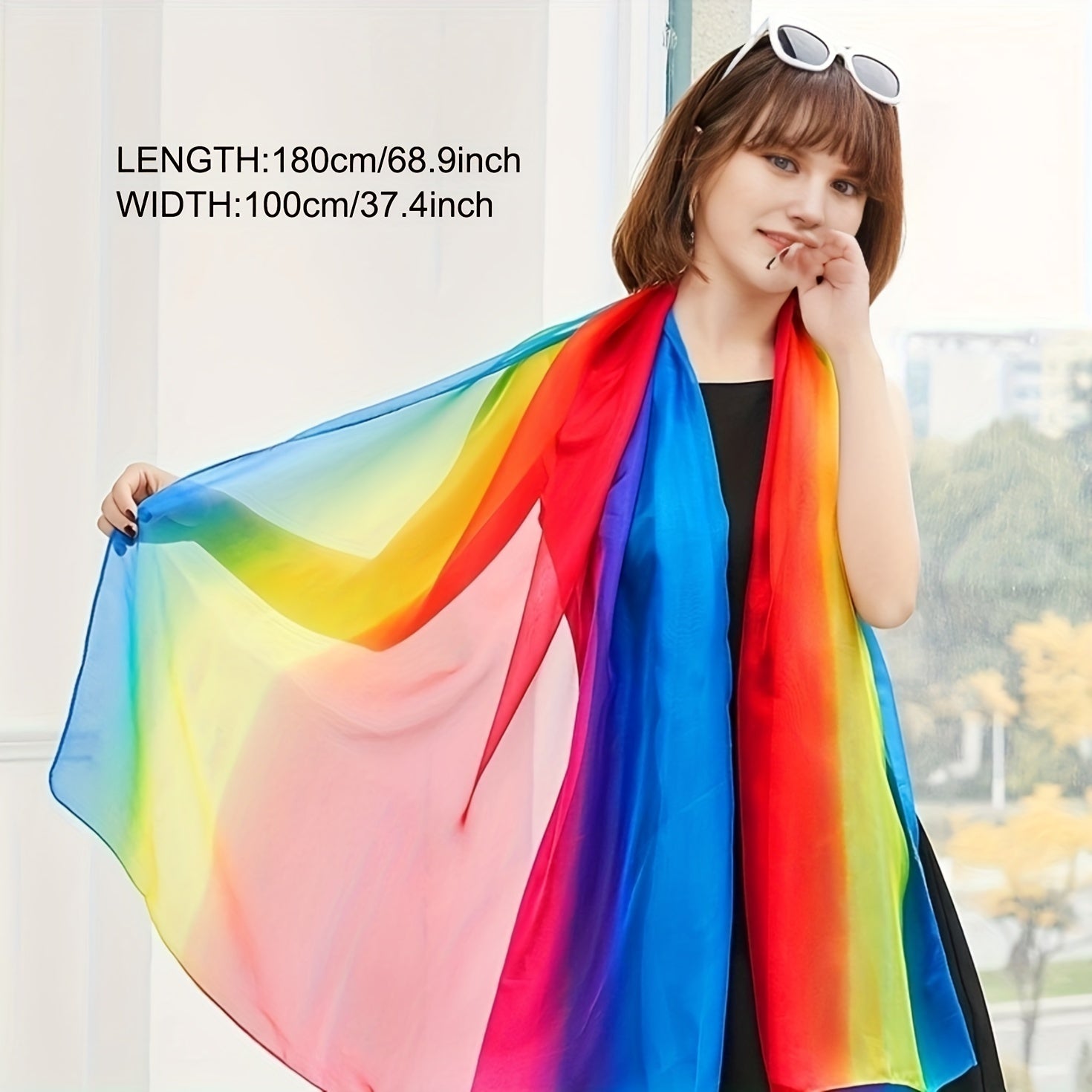 Rainbow Striped Hijab Chiffon Scarf LGBT Pride Head Wrap