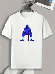 Men's Baseball Player Print T-shirt Active Slightly Stretch Breathable Tee
