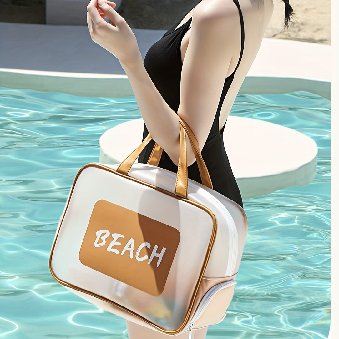 Colorblock Storage Bag Lightweight Travel Beach Bag