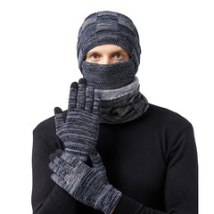 European/American Fleece Warm Hat Halter Mask Gloves Set
