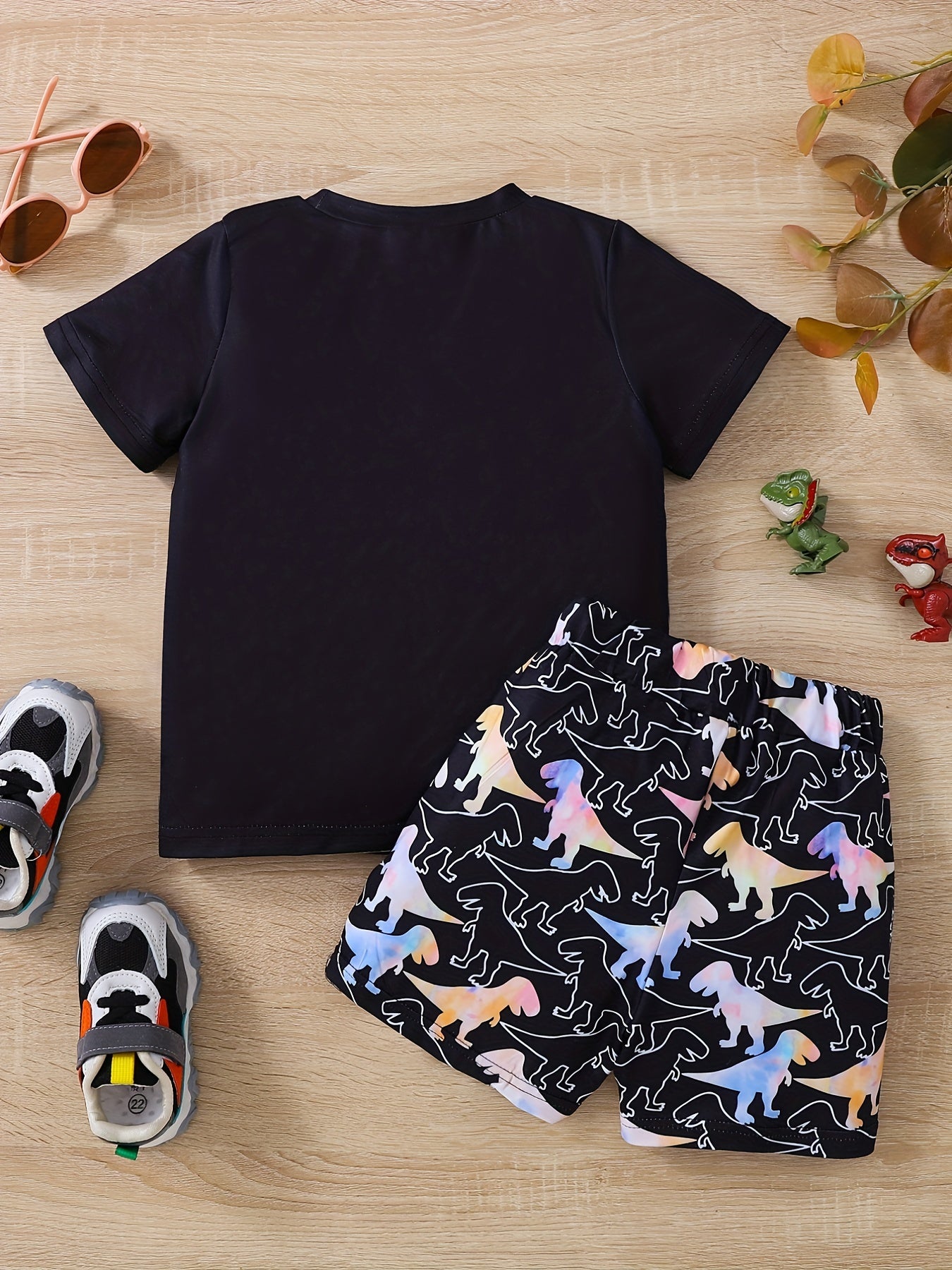 Boys Dinosaur Print Casual Outfit T shirt & Shorts Kids Summer Clothes