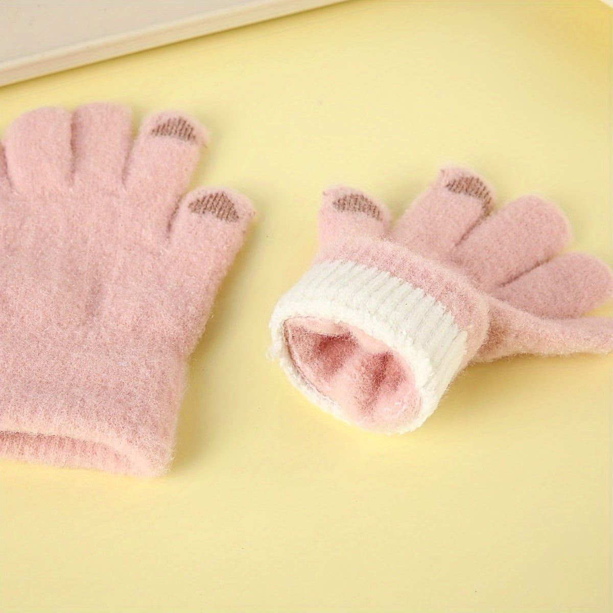 Cartoon Touch Screen Gloves Knit Gloves Winter Thickened Warm Gloves