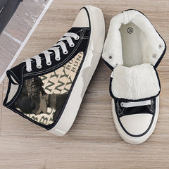Anime Plush Lined Thermal Canvas Sneakers Non Slip Skate Shoes