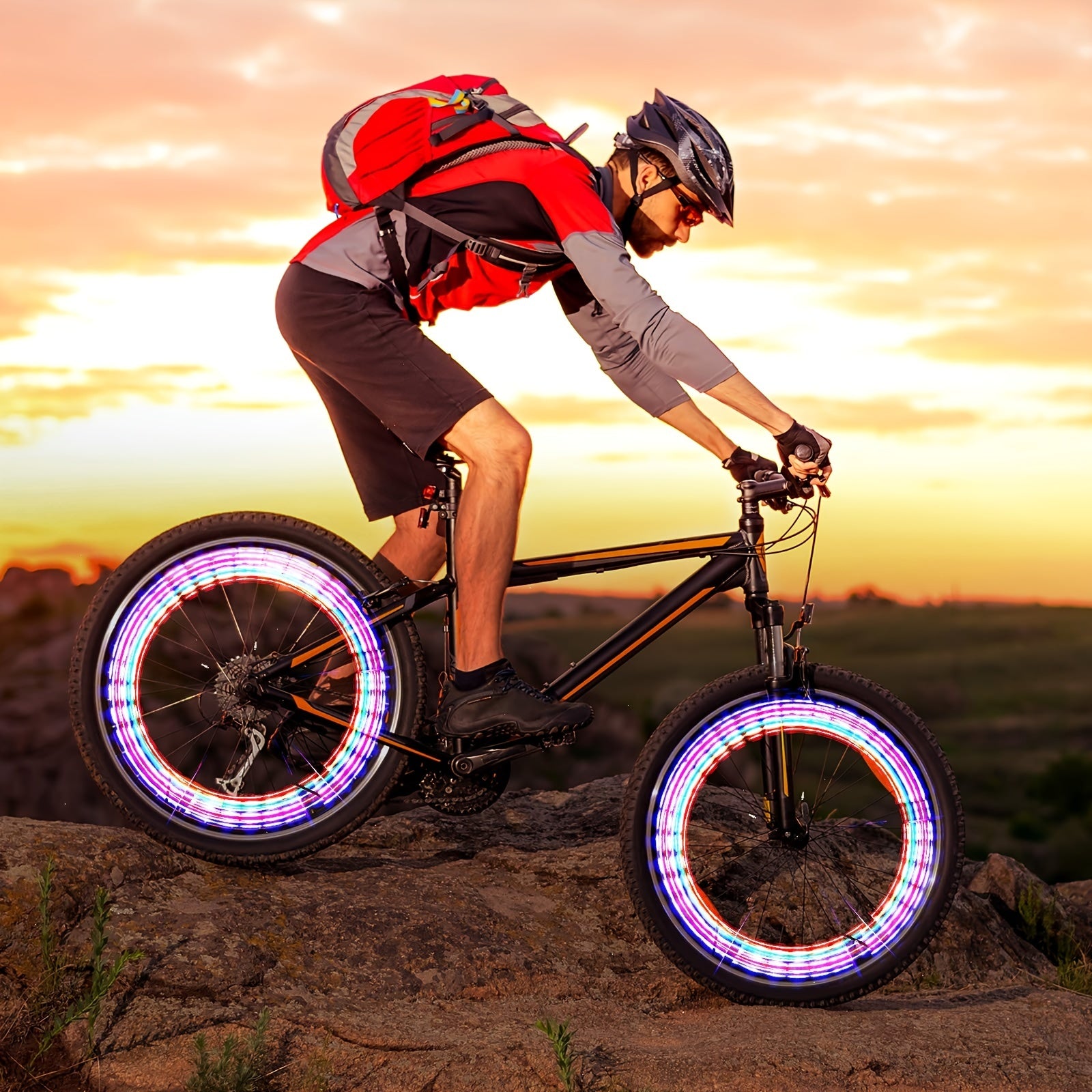 Waterproof Bike Wheel Light, 7 Modes, Night Riding, Mountain and Road Bikes