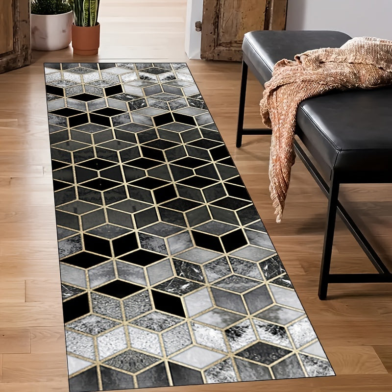 Modern Geometry Pattern Runner Rug Non Slip Washable Indoor Runner