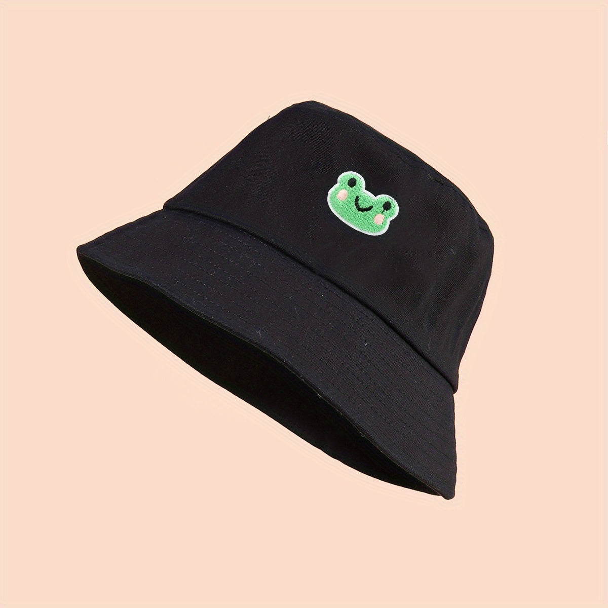 Frog Embroidery Bucket Hat Cartoon Fisherman Cap