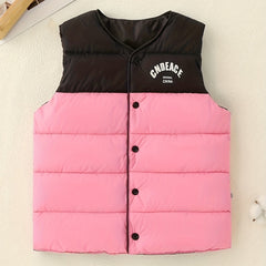 Splicing Button Front Sleeveless Jacket Unisex Kids