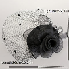 Mesh Flower Veil Handwork Fascinator for Tea Party Birthday Horce Racing Bridal