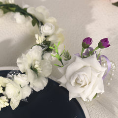 2Pk Flower Hairband Bracelet Wedding Tiara Crown Bridesmaid Gift