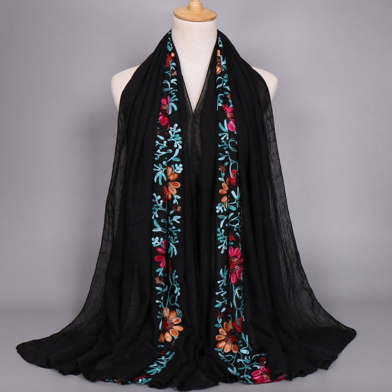 Embroidered Floral Shawl Scarf Floral Bandana Scarves Neck Scarf Wrap