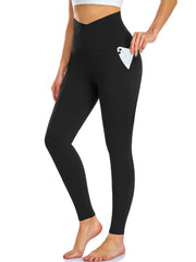 High Waist Sports Leggings With Pockets Tummy Control Soft Running Yoga Pants