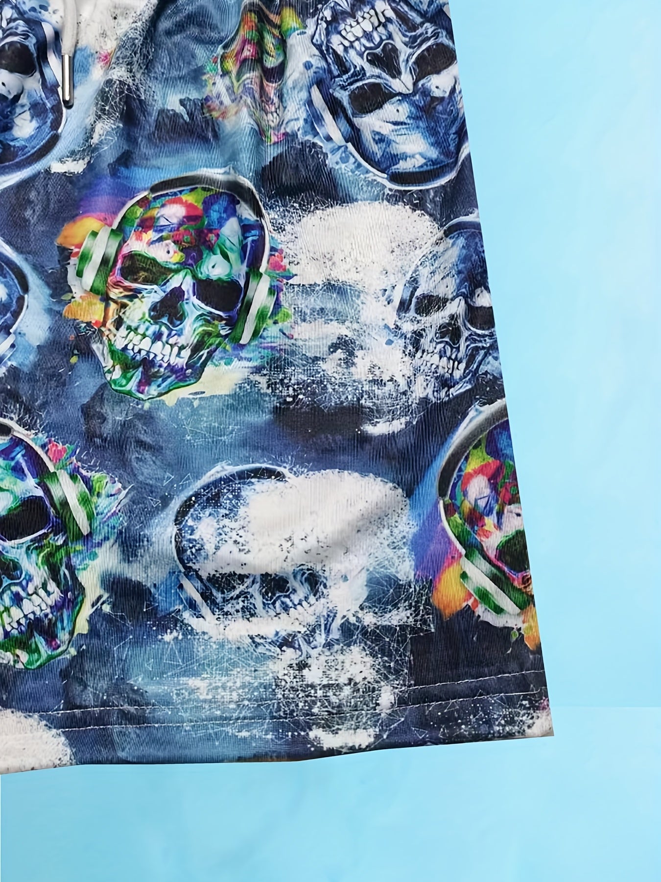 Skulls Print Men's Swim Trunks Quick Dry Swimwear Shorts