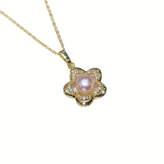 Faux Pearl Flower Pendant Necklace Earrings Rings Set