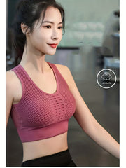 Wireless Sports Bra Fishnet Hollow Workout Tank Bra